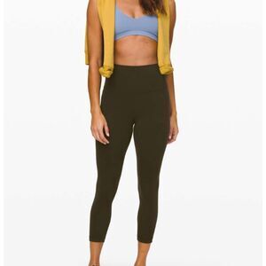 Women Lululemon Align Crop 23" Leggings in Dark Olive Size 20 Athletic Casual